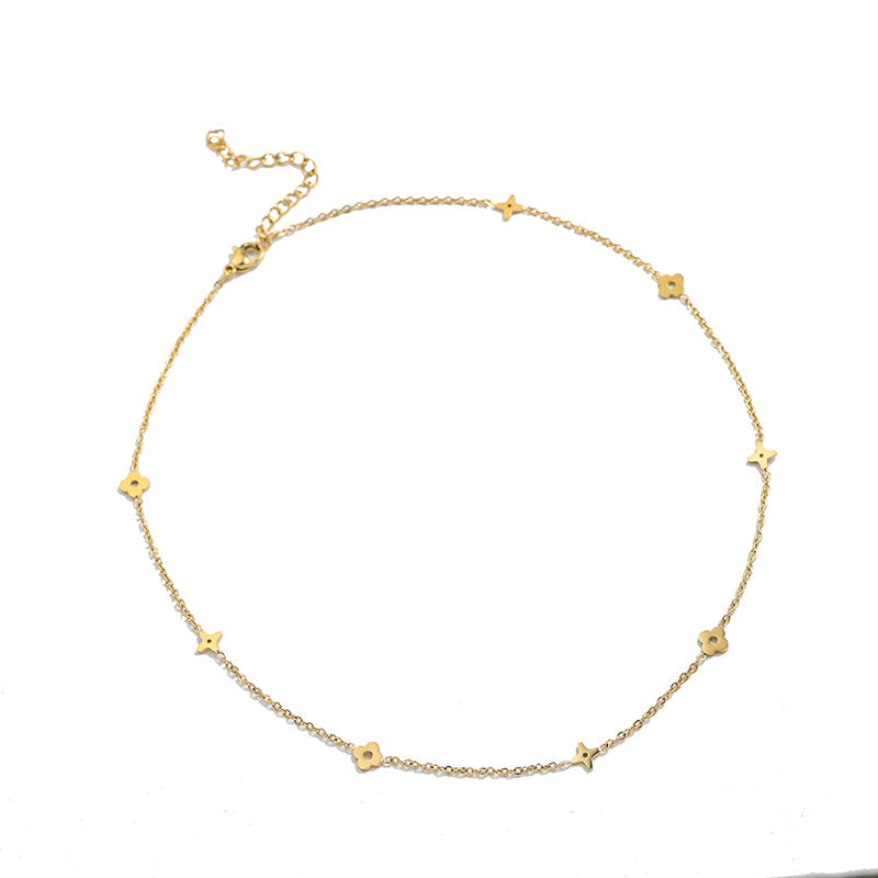 Designer Clover Necklace Van Cleef Look Alike 18K Yellow Gold