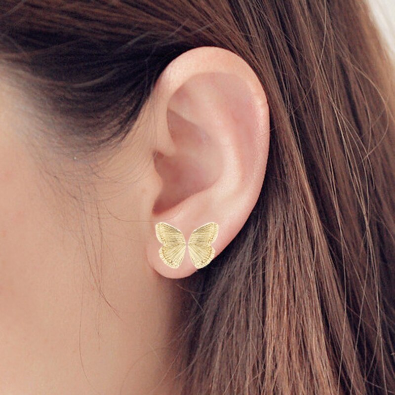 Gold Butterfly Mini Size Stud Earrings