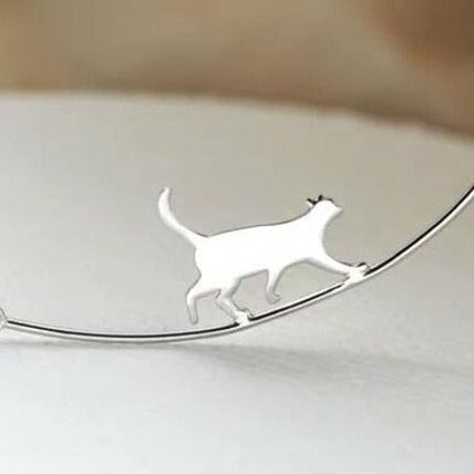 Cute Cat Curved Simple Personality 925 Sterling