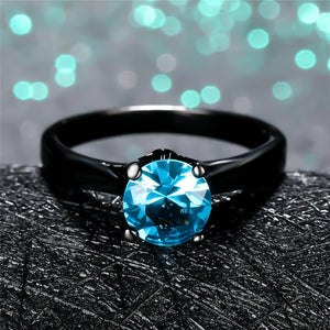 Blue Crystal Stone Wedding Ring