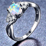  Rainbow Oval Stone Fire Opal Rings