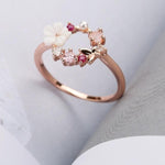 Rosely  Butterfly Flower Crystal Ring