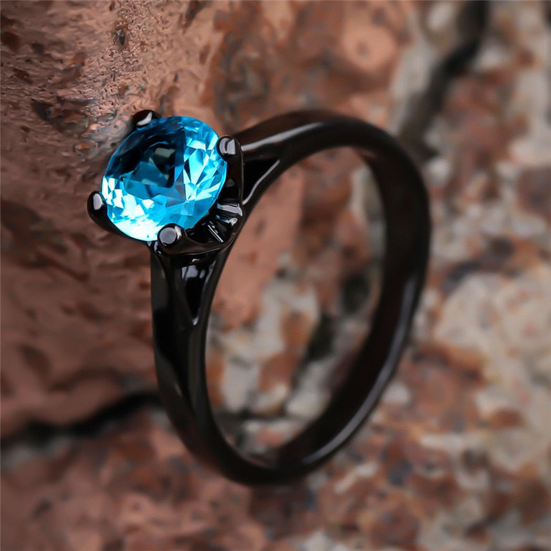 Blue Crystal Stone Wedding Ring