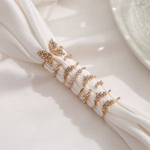 new micro-inlaid diamond butterfly open ring set 8 pieces