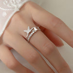 Adjustable 925 Sterling Silver Butterfly Ring