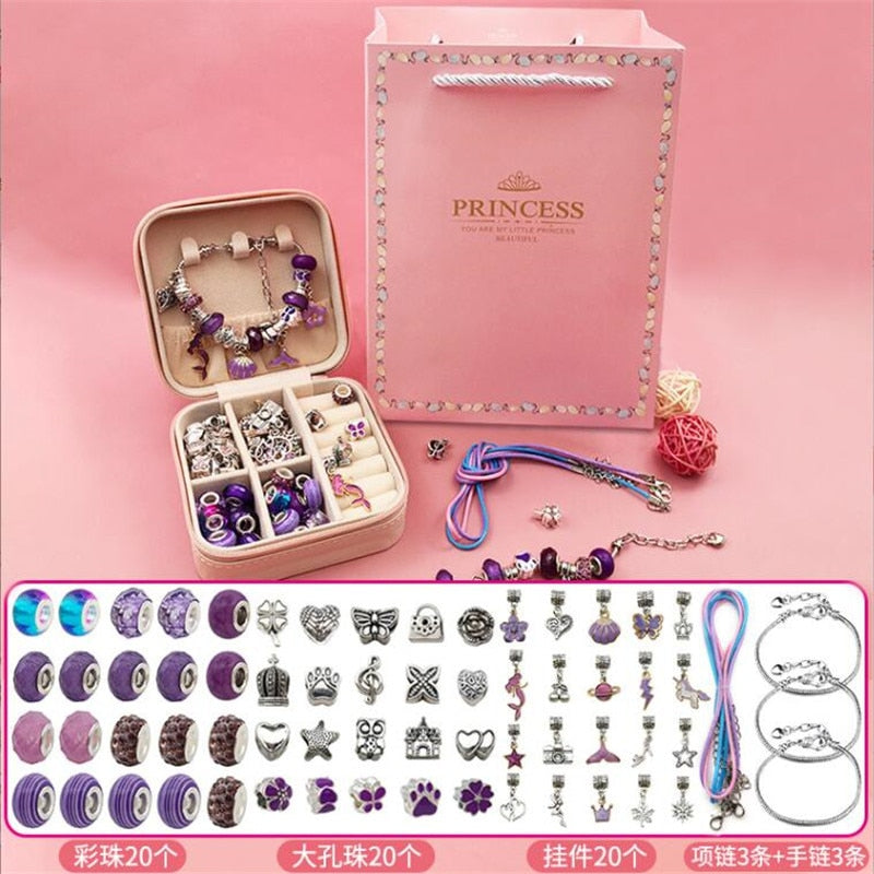 DIY Beaded Bracelet Set Pandora With Storage Box Christmas Gift