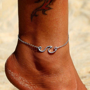 Handmade Silver Wave Anklet