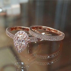 Rose Gold Classic Solitaire Ring Set