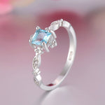 Trendy Blue Crystal Square Ring