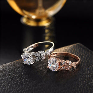 Crystal Leaf Shape Wedding Ring