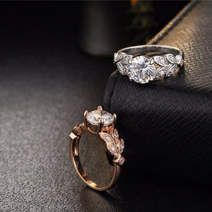 Crystal Leaf Shape Wedding Ring
