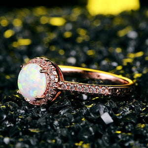 Halo Fire Opal Ring
