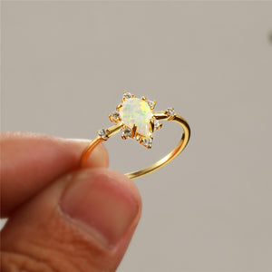 Minimalist White Fire Opal Ring