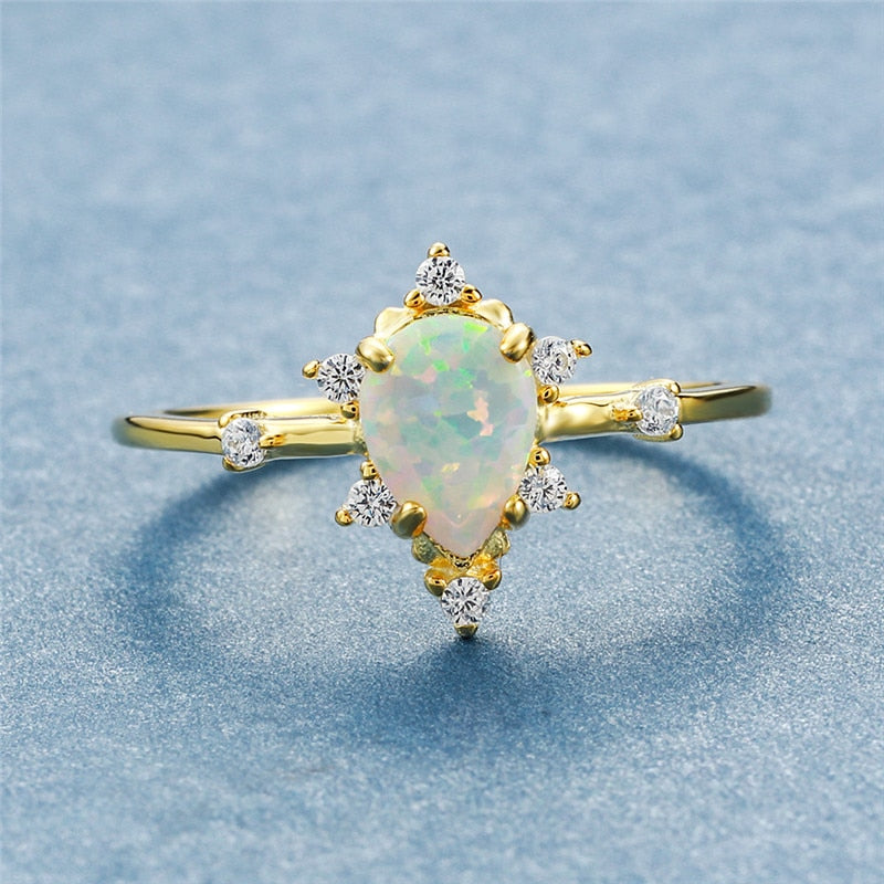Minimalist White Fire Opal Ring