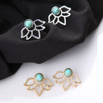 Turquoise Lotus Jacket Earrings