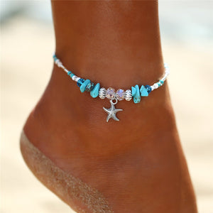 Bohemian Starfish Beads Stone Anklet