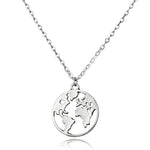 Silver World Map Necklace