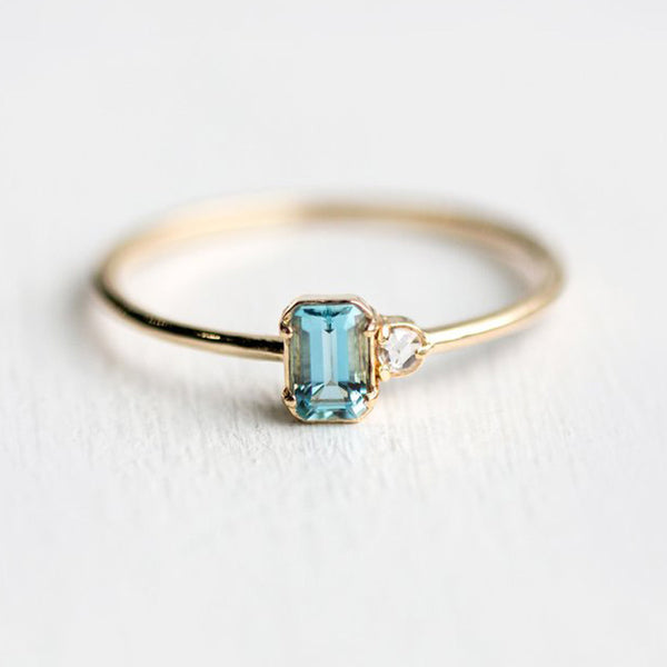 Delicate Aquamarine Art Deco Ring – Cutie Gifts Store