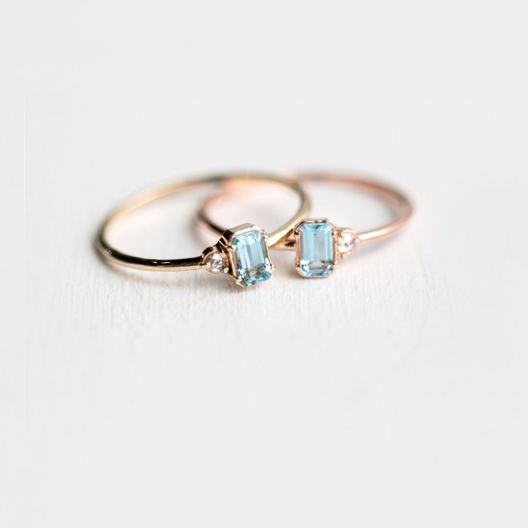 Delicate Aquamarine Art Deco Ring