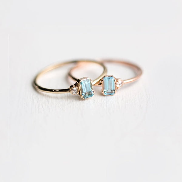 Delicate Aquamarine Art Deco Ring – Cutie Gifts Store