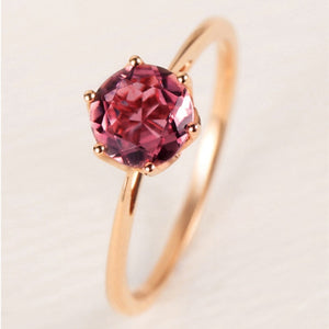 Garnet Red Gem Rose Gold Wedding Ring