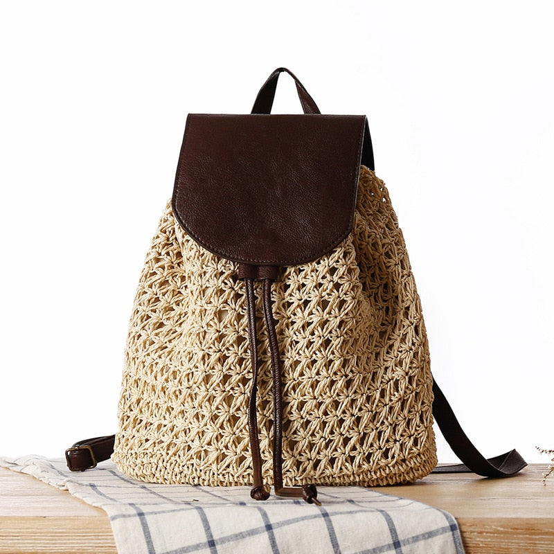 Casual Straw Backpack