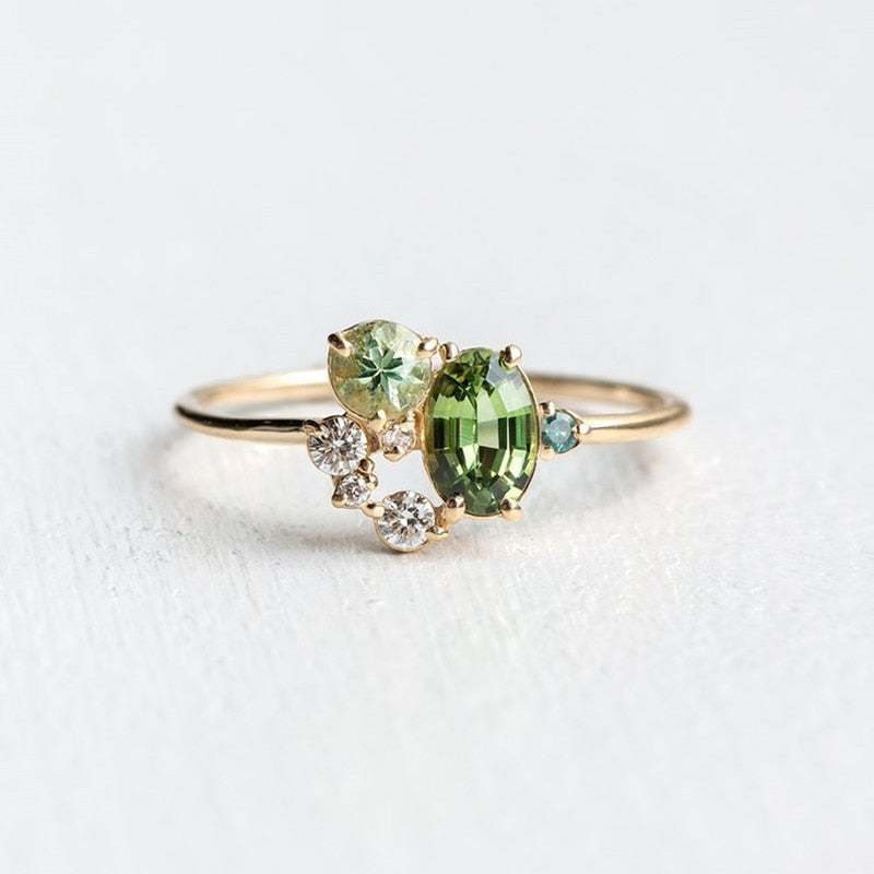 Tiny Green Zircon Ring