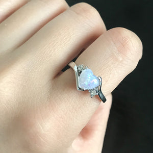 Heart Fire Opal Ring
