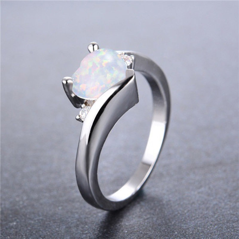 Heart Fire Opal Ring