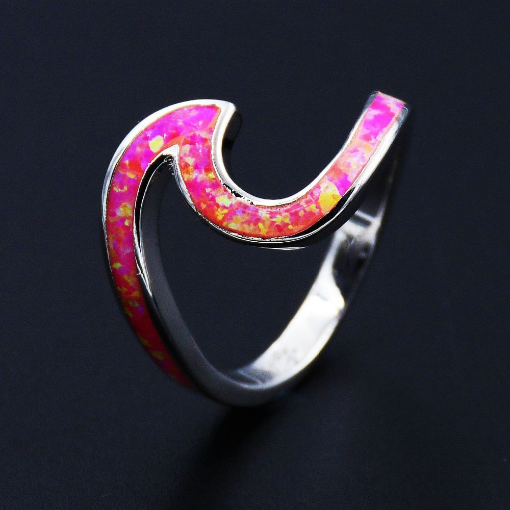 Wave Fire Opal Ring